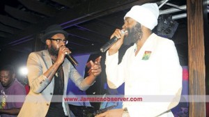 Tarrus Riley (left) performs with Bugle on Wednesday. (PHOTO: GARFIELD ROBINSON)